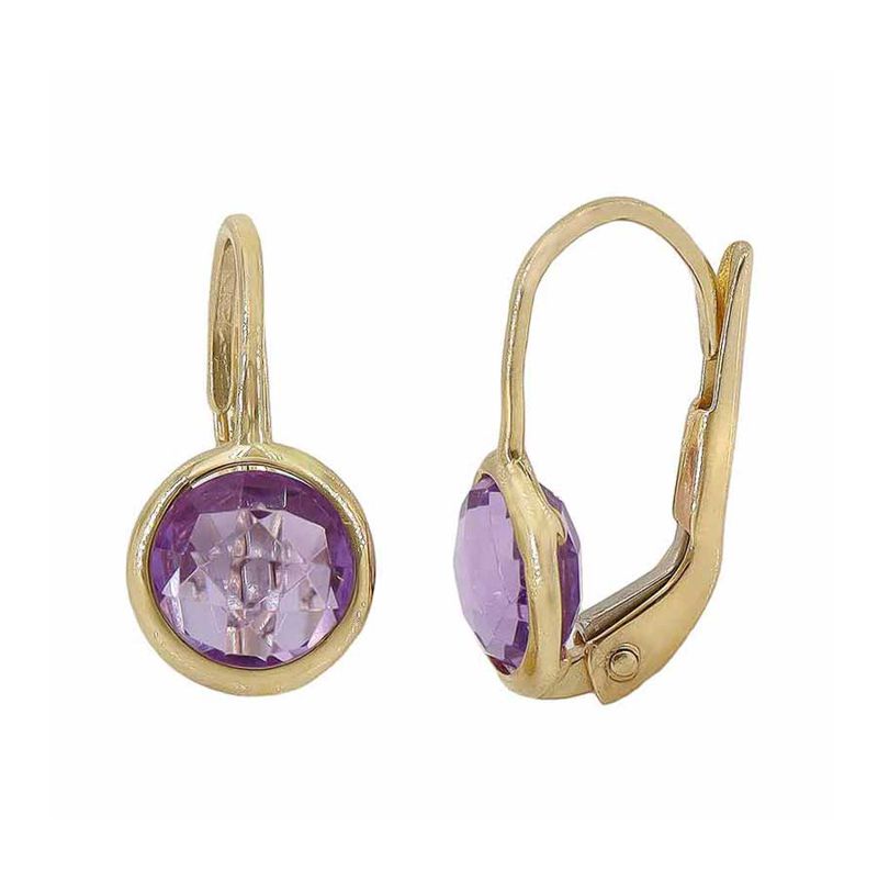Amethyst Leverbacks in 10kt Gold - Click Image to Close